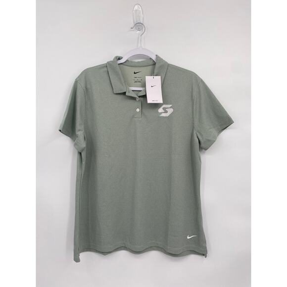 Nike Women's Dri-Fit Victory Golf Polo Green Texture Print Shirt XL NEW - Picture 1 of 7